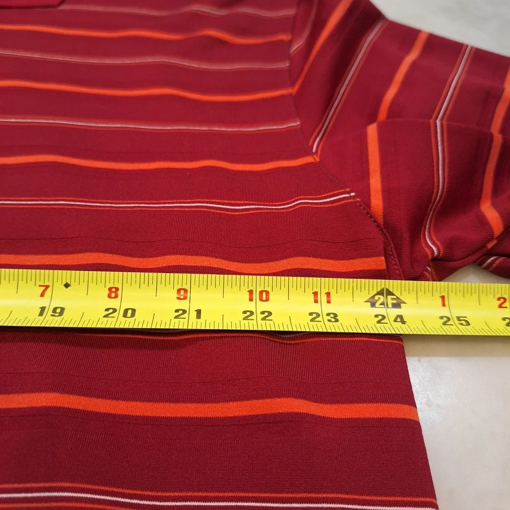 Nike Golf Polo Shirt Mens XL Dark Red Orange Striped Dri-FIT Copper Mill Logo